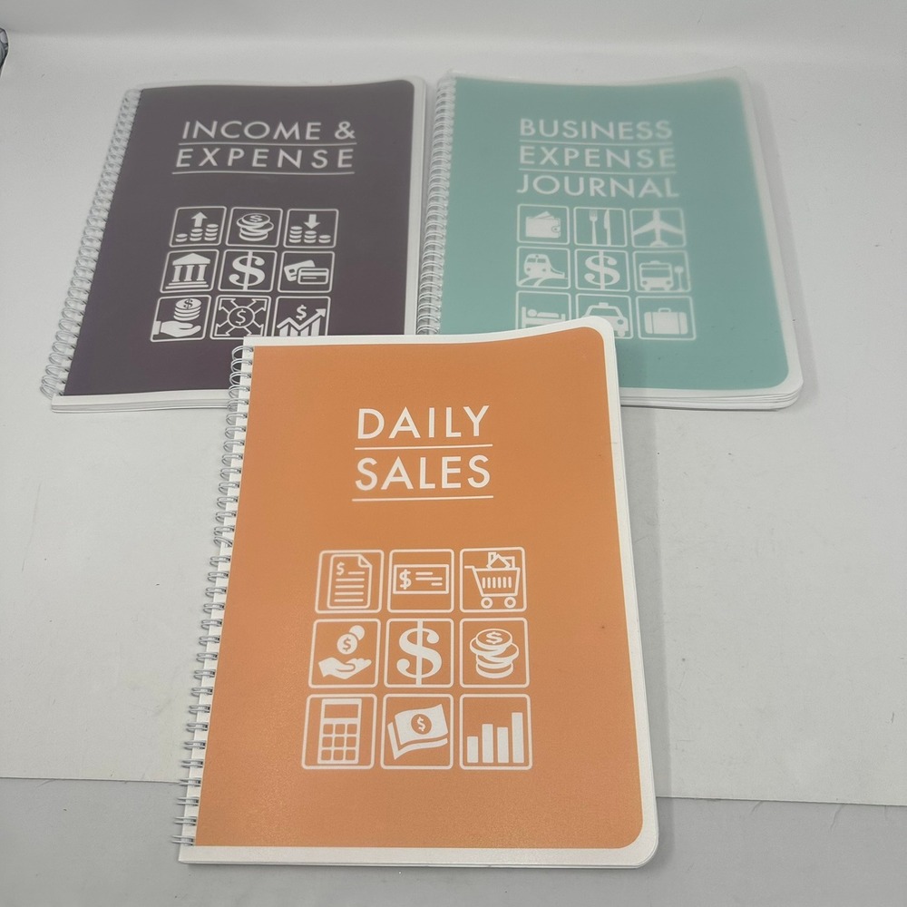 BookFactory Accounting Journal Set 3 Pack Multi Color Business Expense Sales Log